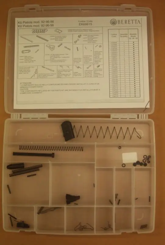 beretta kit parti di ricambio, set di parti di pistola, tutte le parti e i ricambi beretta, kti con parti ricambi, ricambi beretta, set ricambi componnti pistole, ricambi pistole beretta, beretta set ricambi