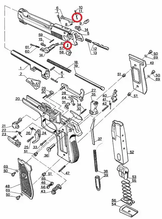 ricambio beretta molla leva sicura e molla chiavistello percussore