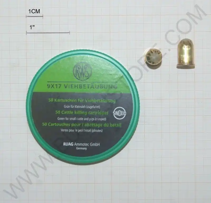 cartucce per mattazione rws calibro 9x17 per piccoli bovini