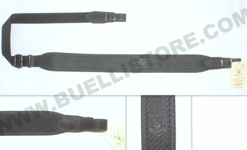 riserva tracolla in pelle e carbonio con inserto in neoprene antiscivolo