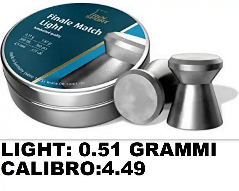 h&n finale match light cal.49 peso 0.51 grammi piombini alte prestazioni da field target