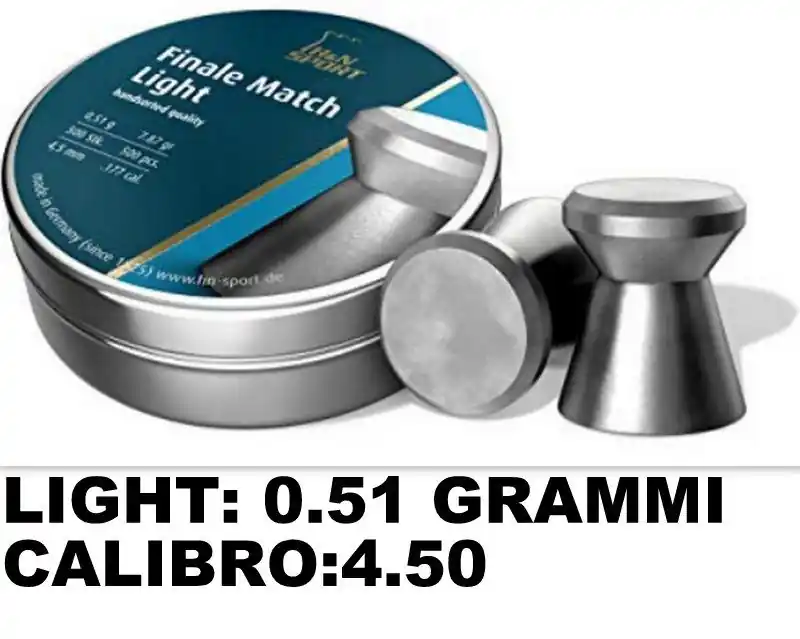 h&n finale match light cal.4.50 peso 0.51 grammi piombini alte prestazioni da field target