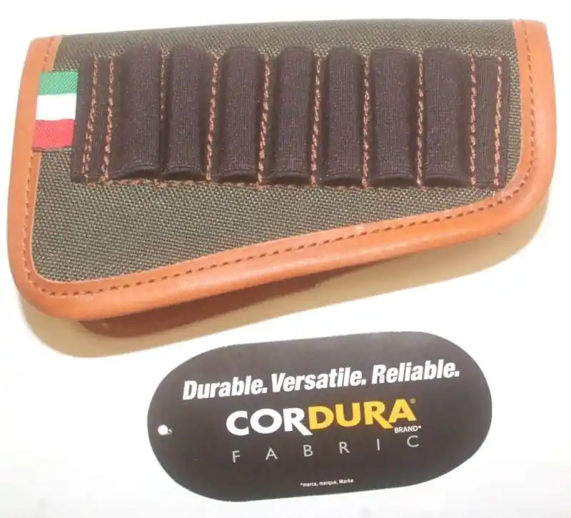 giberna porta colpi per calciatura di carabina con 7 celle elastiche per munizioni, shot shell holder for rifle stock