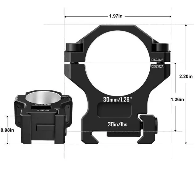 ANELLO DISCOVERYOPT WEAVER 30 mm in alluminio 6061- DGPR2- -30 mm H 1.26 in buellistore