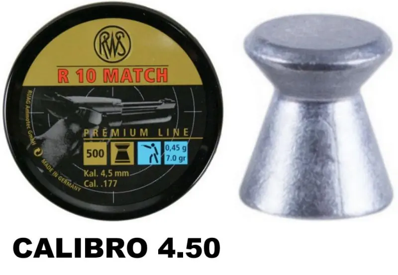 PIOMBINI RWS R 10 MATCH CAL. 4.50 PESO 0.45 GRAMMI - 500 PZ buellistore