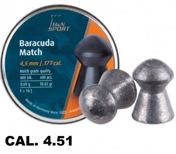 h&n barracuda match piombini per carabine ad aria compressa, piombini calibrati 4.51 aria compressa,