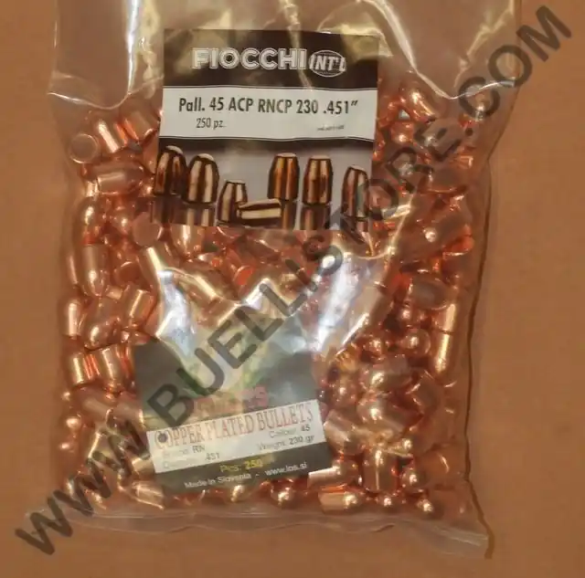 fiocchi palle per ricarica cal 45 acp ramate tronco conico