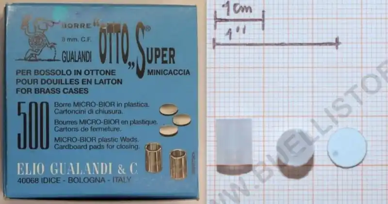 gualandi borre e cartoncini ricarica bossoli in ottone flobert