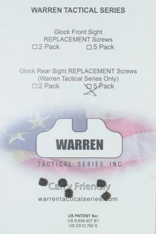 warren tactica viti per tacca di mira glock, grani per tacca di mira,