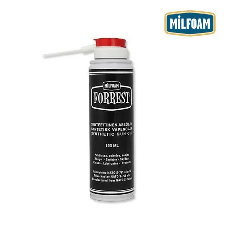 FORREST OLIO SPRAY SINTETICO LUBRIFICANTE E SGRASSATORE MILFOAM PER FUCILI E PISTOLE 150 ML buellistore