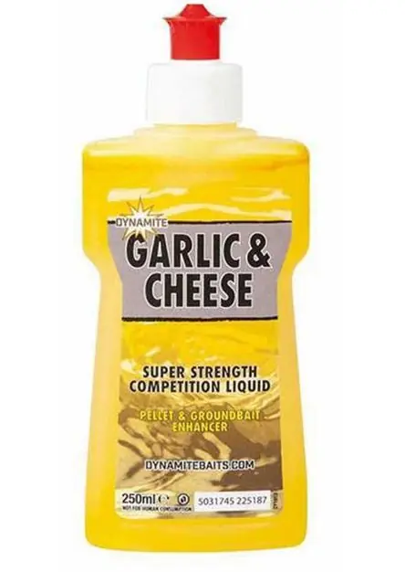 DYNAMITE PELLET & GROUNDBAIT ENHANCER GARLIC & CHEESE/ LIQUIDO ATTIRANTE - 250 ml buellistore