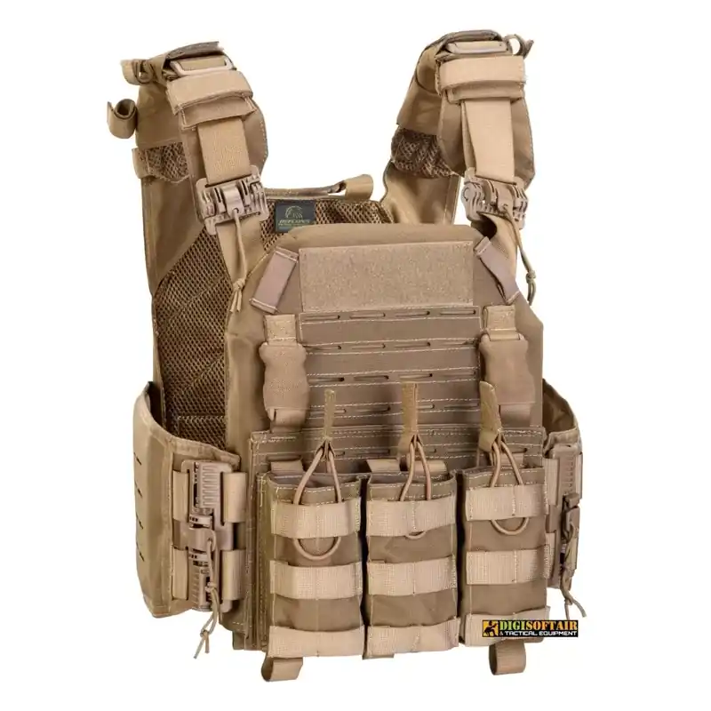 Defcon 5 storm plate carrier coyote tan with quick release system + triple mag. pouch BAV23 CT