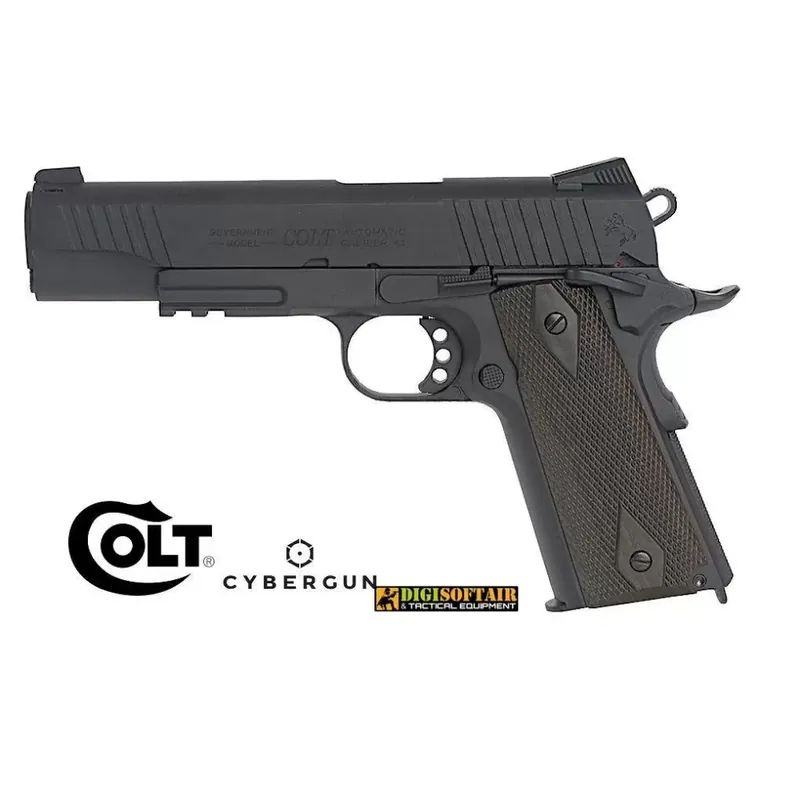 Colt 1911 Rail Gun CO2 Nera Opaca cybergun KWC 180524