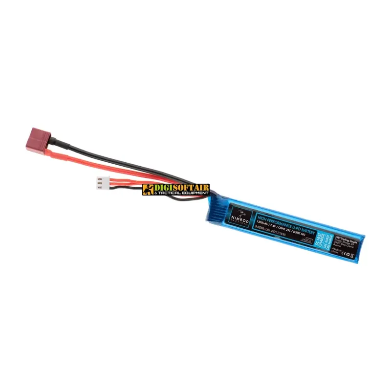Lipo 7.4V 1300mAh 25C Stock Tube Type T-Plug Nimrod