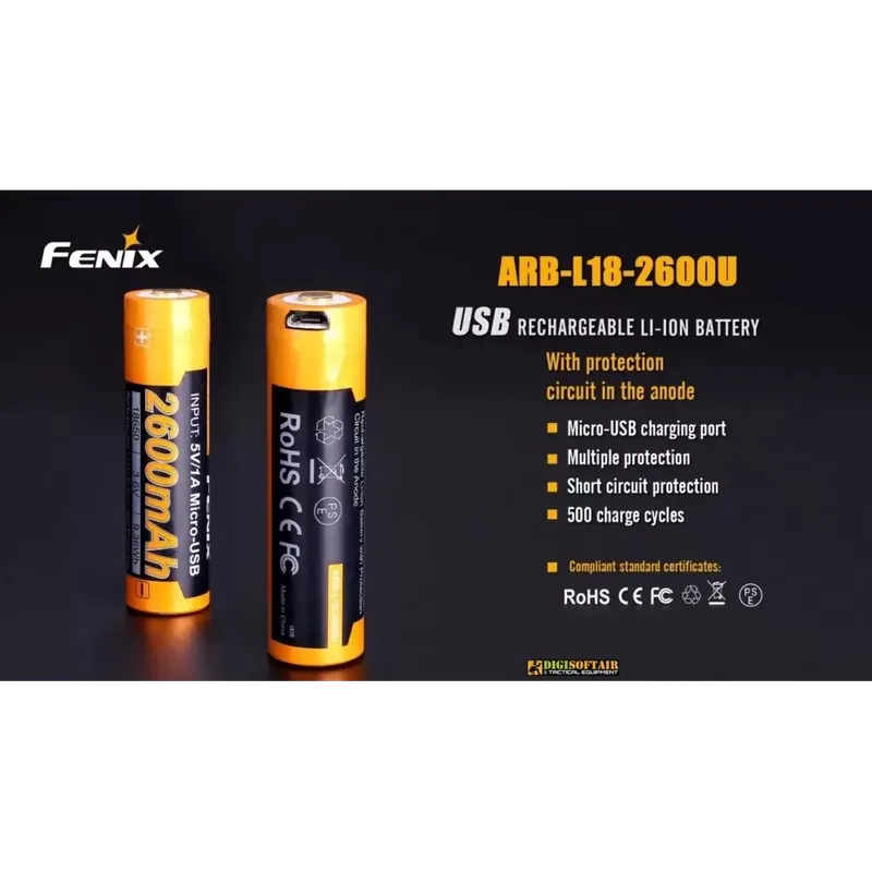FENIX batteria Li-ion 18650 2600 mah ARB-L18-2600U