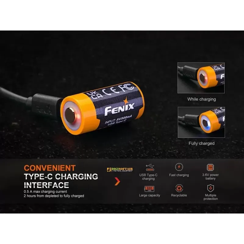 Fenix batteria Li-ion 16340 800 mah ARB-L16-800UP