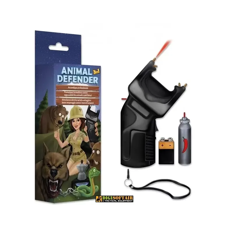 Animal Defender 3 in 1 Accendigas + Dissuasore + Spray OC + Stimolatore a norma CE 98101