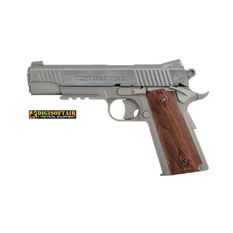 COLT 1911 Rail Gun Stainless fixed metal slide 6mm 15 BB‘s 180315