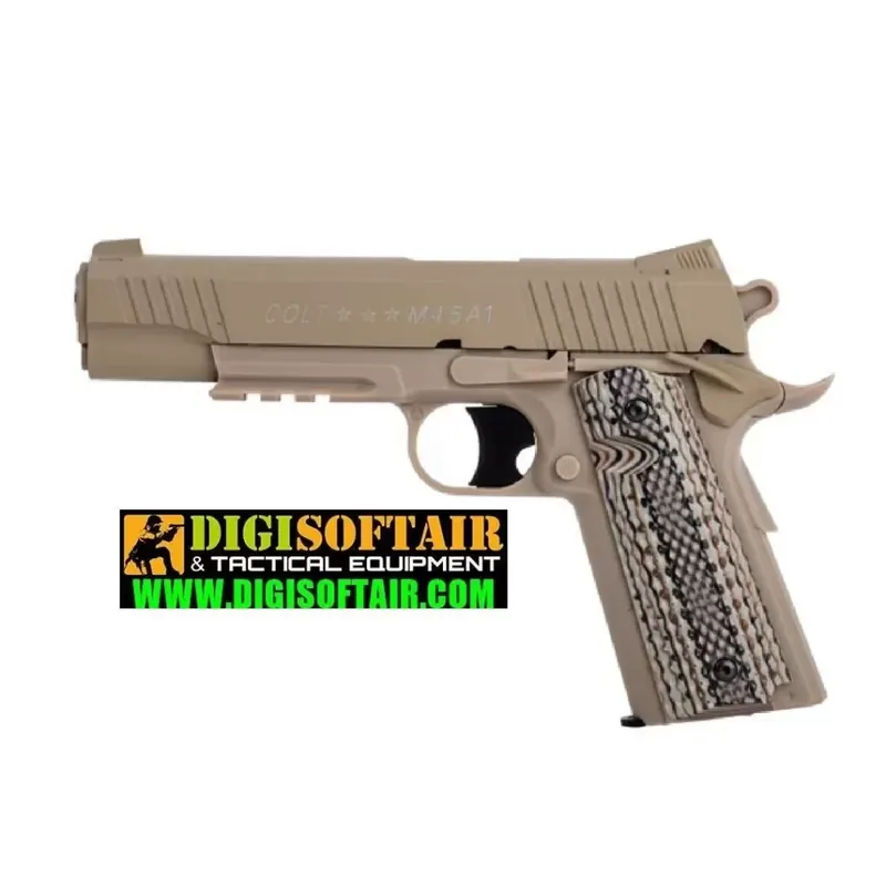 COLT 1911 Rail Gun Tan fixed metal slide 6mm 15BB‘s 180313