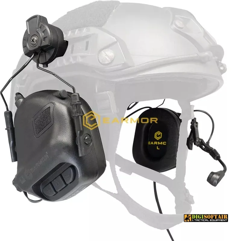 Earmor M32H Plus Tactical Communication Cuffie protettive per caschi FAST MT Nere
