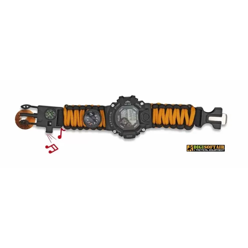 Orologio con set di sopravvivenza Nero e arancio 33889-NA