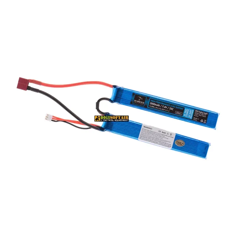 Batteria Lipo 7.4V 2000mAh 25C Twin Type T-Plug Nimrod