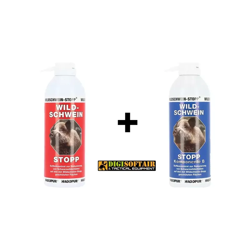 Set di 2 Bombole di Repellente per Cinghiali Hagopur Wild Boar Stop - Blu e Rosso (400ml)