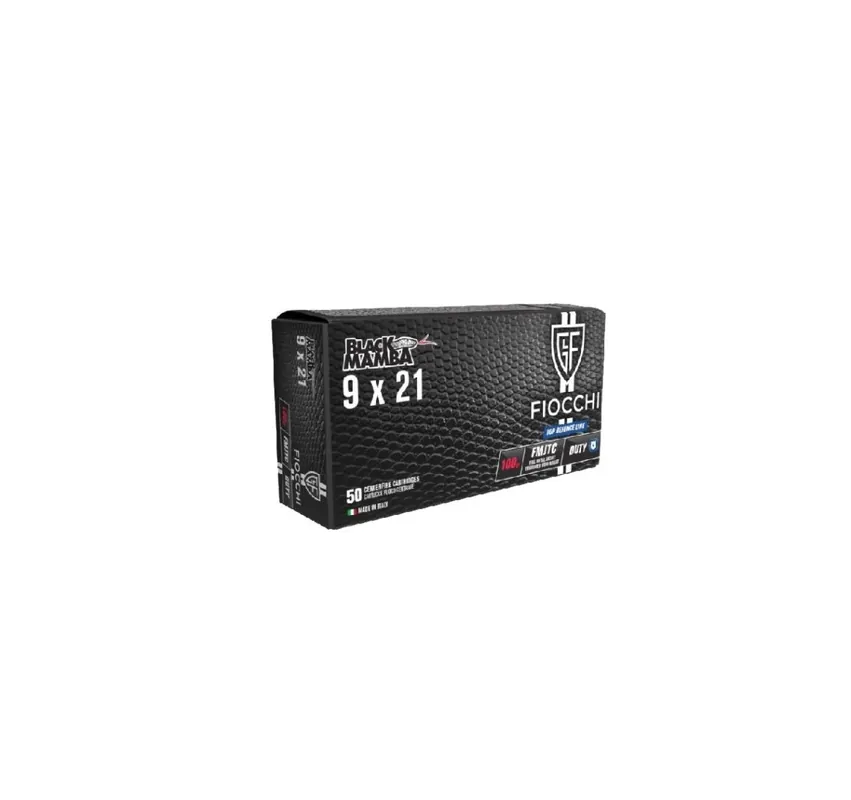 FIOCCHI CARTUCCE CAL. 9x21 FMJ BLACK MAMBA 100grs *Conf. da 50pz*