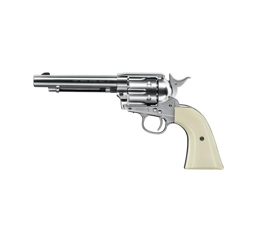 UMAREX COLT PISTOLA/REVOLVER SAA 45 PEACEMAKER CO2 PELLET NICHELATA -7,5J CAL. 4,5 C.N. 653