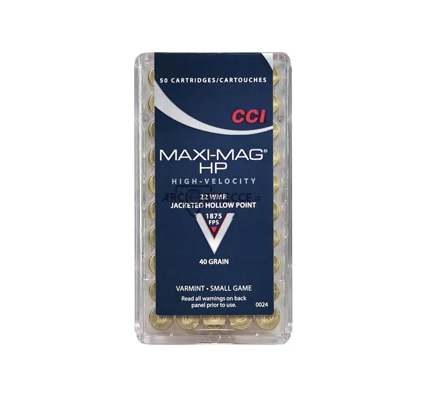 CCI CARTUCCE CAL. .22 WMR MINI-MAG 40grs JHP *Conf. 50pz*