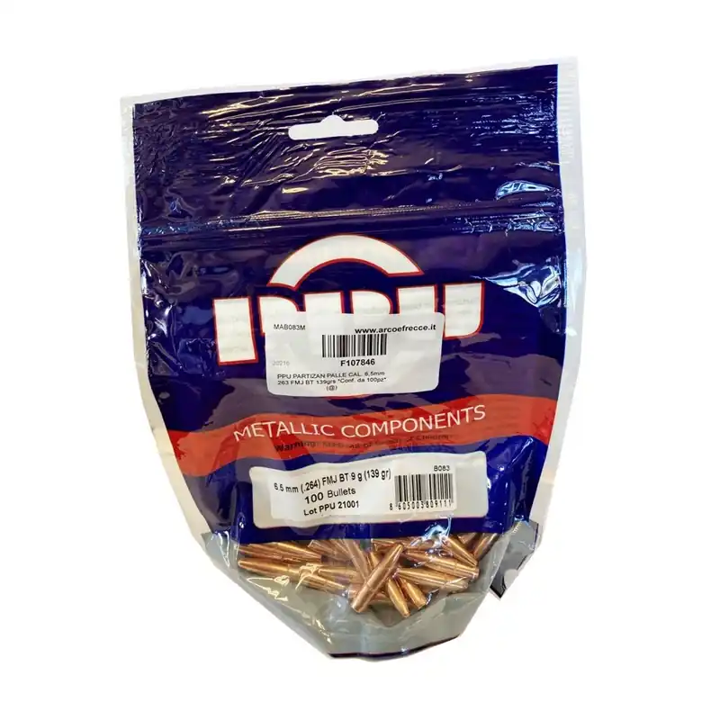 PPU PARTIZAN PALLE CAL. 6,5mm .263 FMJ BT 139grs *Conf. da 100pz*