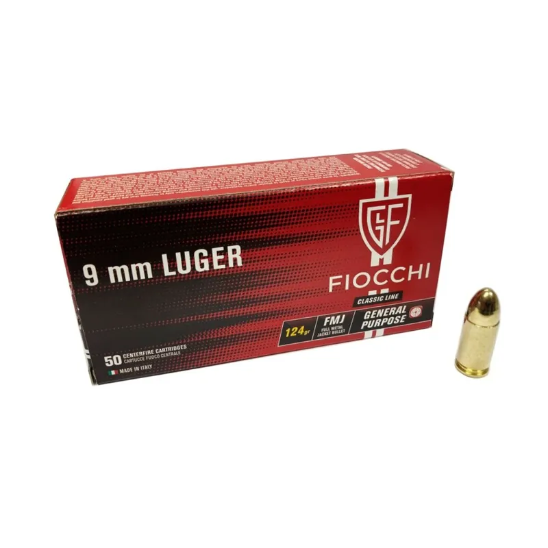 FIOCCHI CARTUCCE CAL. 9 LUGER 9x19 FMJ 124grs *Conf. da 50pz*