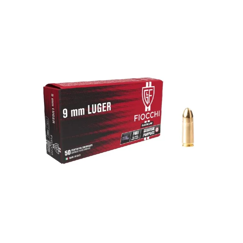 FIOCCHI CARTUCCE CAL. 9 LUGER 9x19 FMJ 115grs *Conf. da 50pz*