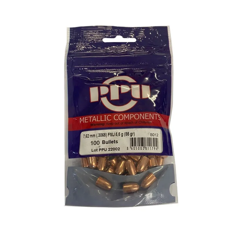 PPU PARTIZAN PALLE CAL.7.62mm TOKAREV FMJ 85grs *Conf. da 100pz*