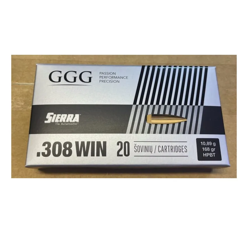 GGG CARTUCCE CAL. 308WIN 168grs SIERRA MATCHKING HPBT *Conf. da 20pz*