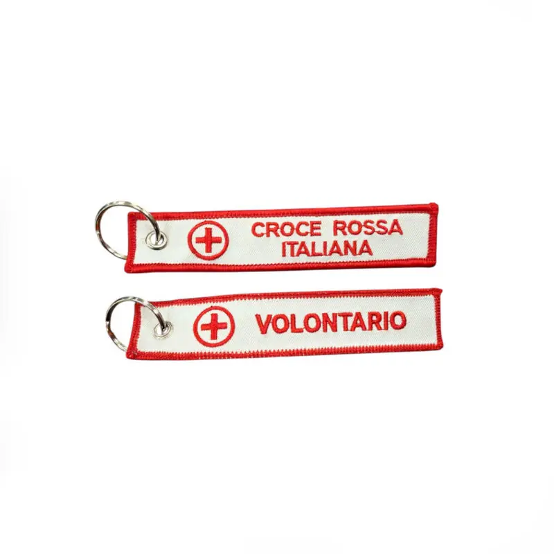PORTACHIAVI RICAMATO CROCE ROSSA ITALIANA VOLONTARIO