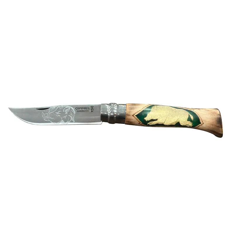 COLTELLO - OPINEL - N.9 CARBONE REALIZZATO A MANO CINGHIALE