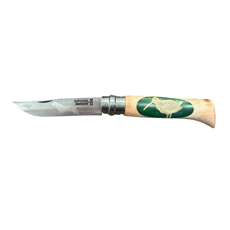 COLTELLO - OPINEL - N.8 CARBONE REALIZZATO A MANO BECCACCIA