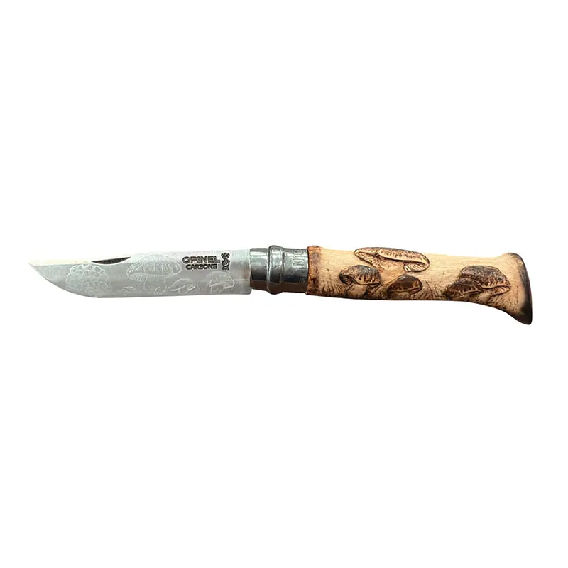 COLTELLO - OPINEL - N.8 CARBONE REALIZZATO A MANO FUNGHI E TARTUFI