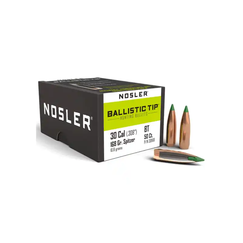 NOSLER - BALLISTIC TIP 30 caliber (.308 ") Spitzer 168 grain (10.9 grams) (50pz)
