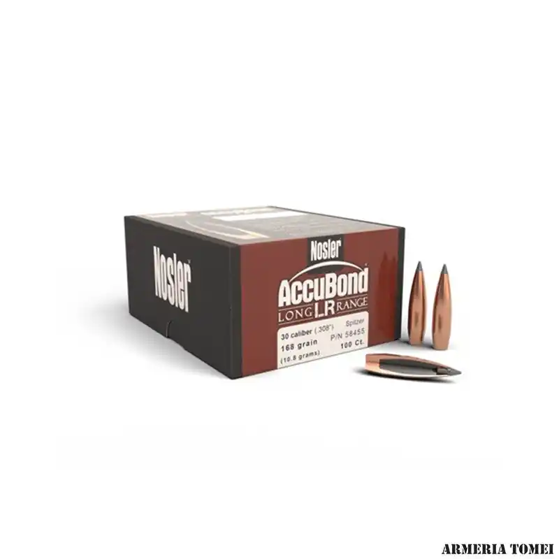NOSLER - ACCUBOND LONG RANGE 30 Cal (.308 ") ABLR 168gr Spitzer 10.8grams (100pz)