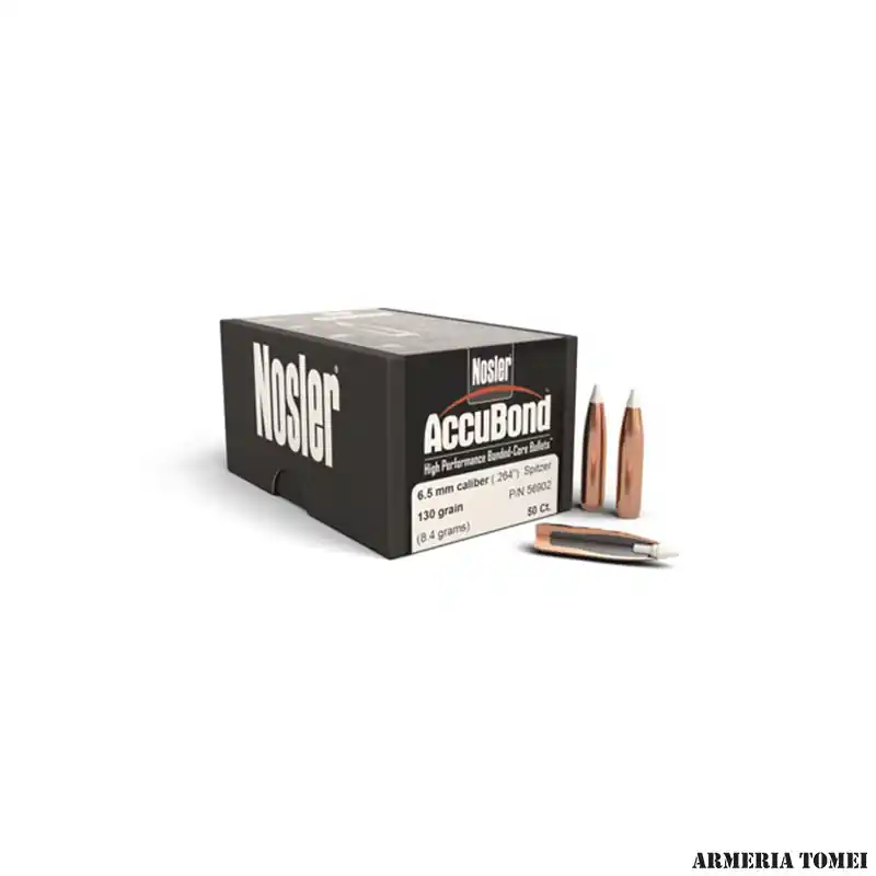 NOSLER - PALLE CAL 6,5MM (.264 ") SPITZER 130GR (8.4GR) ACCUBOND (50 PZ)