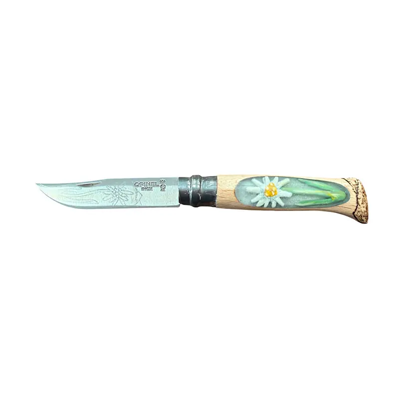 COLTELLO - OPINEL - N.8 INOX REALIZZATO A MANO STELLA ALPINA