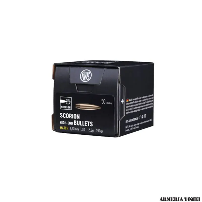 PALLE DA RICARICA - RWS - SCORION 7,62mm .30 • 12,3g 190gr MATCH (50 PZ)