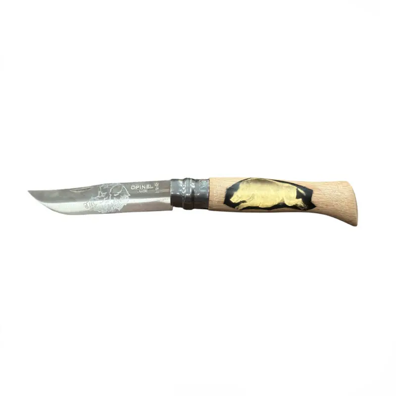 COLTELLO - OPINEL - N.9 INOX REALIZZATO A MANO CON CINGHIALE
