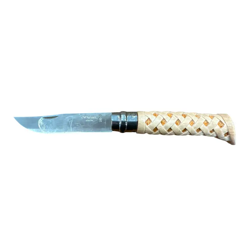 COLTELLO - OPINEL - N.8 INOX REALIZZATO A MANO MAGLIA INTRECCIO ROMBI