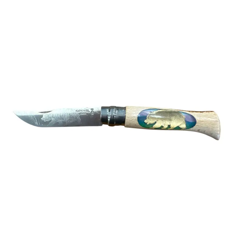 COLTELLO - OPINEL - N.9 INOX REALIZZATO A MANO CON ORSO