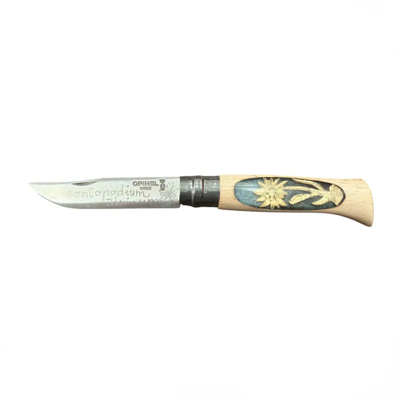 COLTELLO - OPINEL - N.8 INOX REALIZZATO A MANO STELLA ALPINA