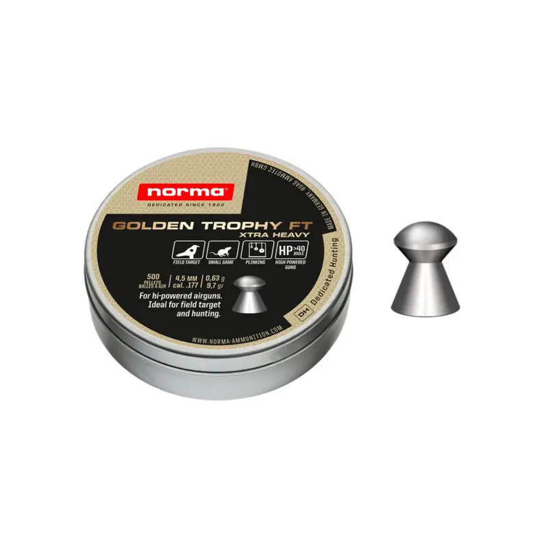 PALLINI ARIA COMPRESSA - NORMA - GOLDEN TROPHY FT XTRA HEAVY Cal. 4,5mm / .177 0,63g / 9,7gr 500pz