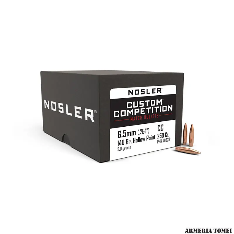 NOSLER - PALLE - CUSTOM COMPETITION® 6,5mm Cal (.264 ") CC 140gr Hollow Point 9,0g (250pz) -49823